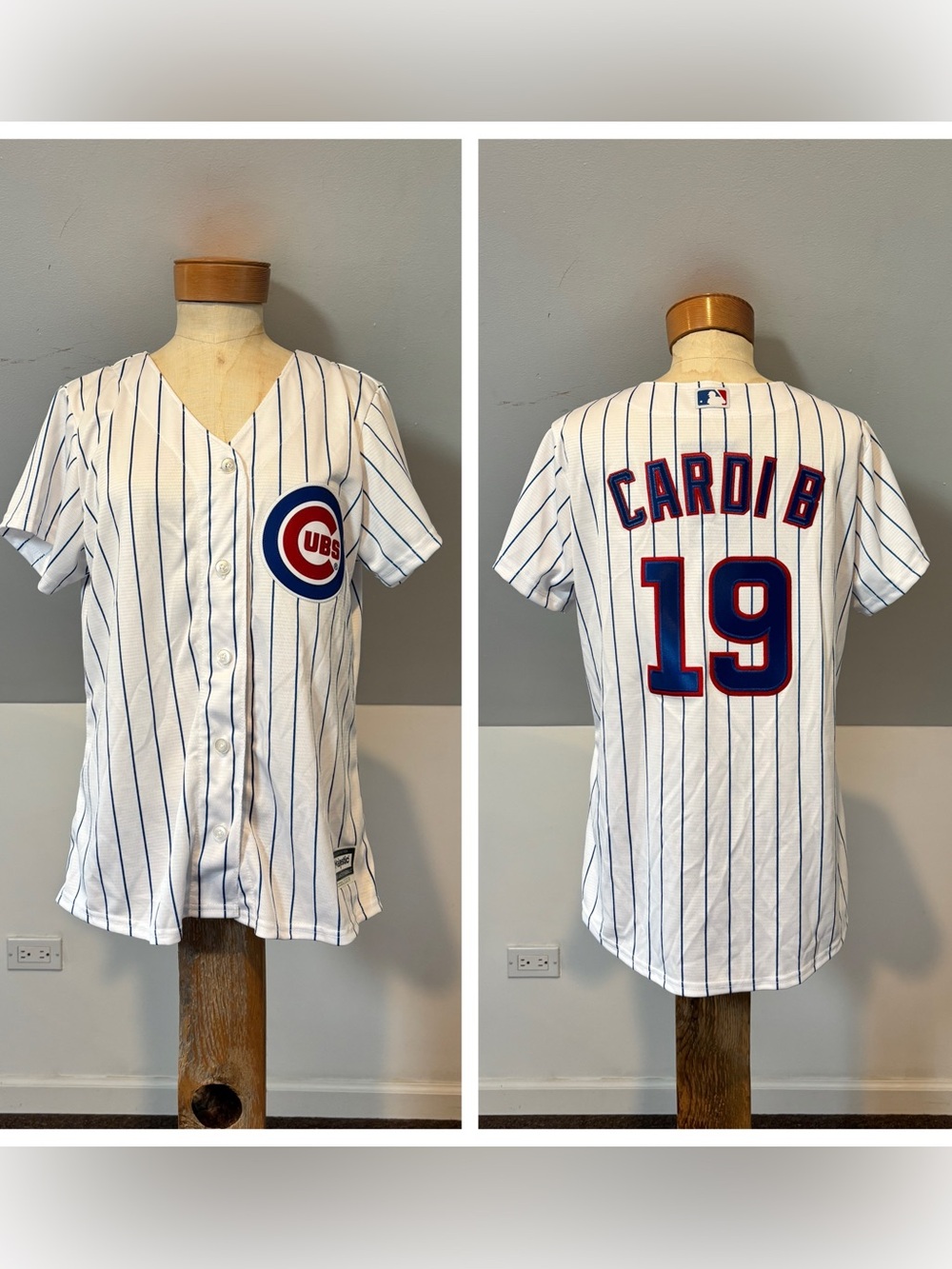 Chicago Cubs MLB Custom Cardi B women's Cool Base jersey in white